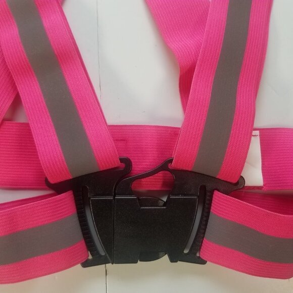 Safety Workbelt HI Viz Suspenders Reflective One Size Adjustable Pink with Grey - Picture 4 of 7